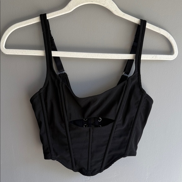 EDIKTED Black Corset Style Crop Top - Picture 1 of 6